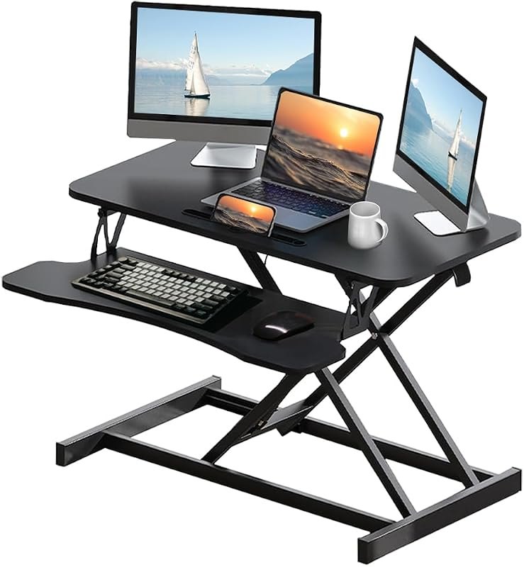 32 Inch Height Adjustable Desk Converter Sit to Stand Riser — desk riser 32 inch for desk riser inch
