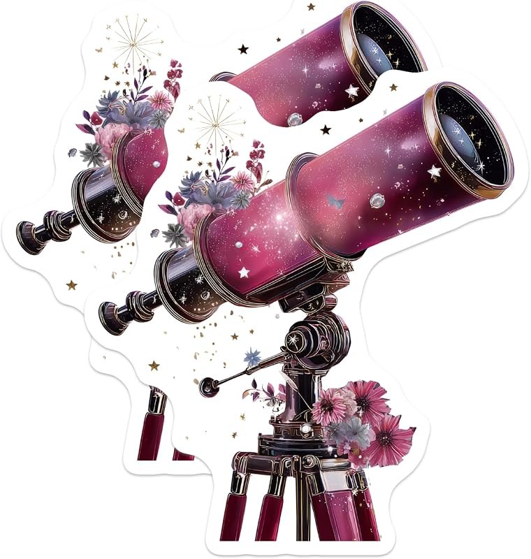 (2 Pack) Galaxy Telescope Stickers - Celestial Astronomy Stargazing Space Cosmos - 5" On Longest Side - Sticks to