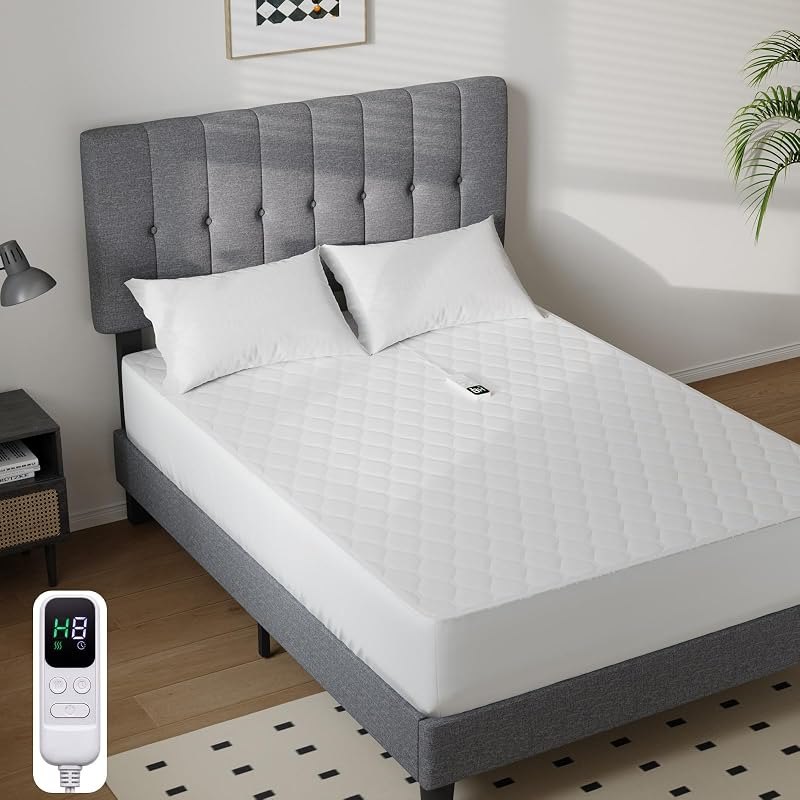 Sweetcrispy Electric Heated Mattress Pad, 75"x54", Twin Size, White