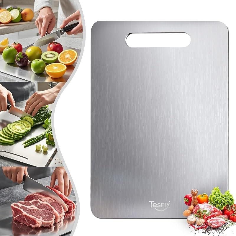 Titanium Cutting Board - 100% Pure Titanium Cutting Boards For Kitchen,Easy to clean, Double-sided food-grade Titanium
