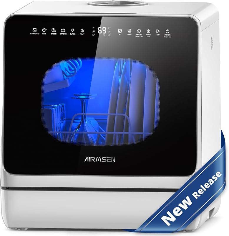 AIRMSEN Countertop Dishwasher with Built-in Water Tank & Softener — household countertop dishwasher for household