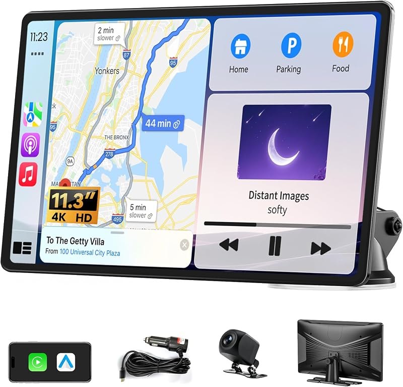 Enlarged 11.3" Apple CarPlay Screen for Car, Android Auto, 4K Dash Cam — auto dash cam for auto dash cam