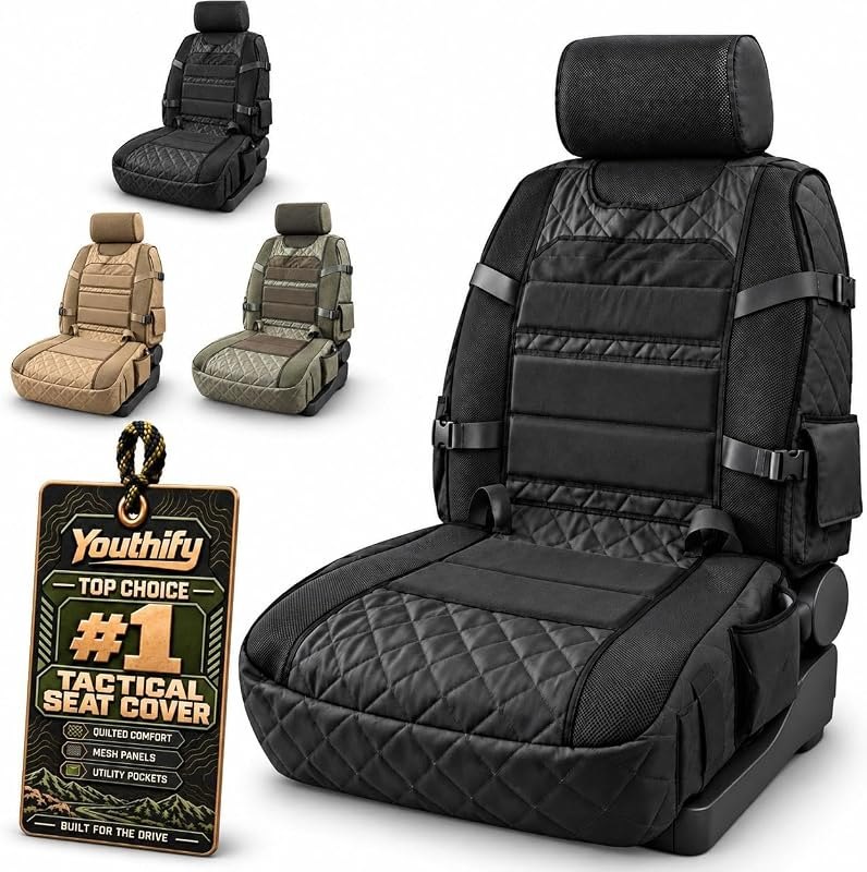 Tactical Seat Covers for Trucks Military Style Auto Seat Protector, Black — auto car organizers for auto car organizers