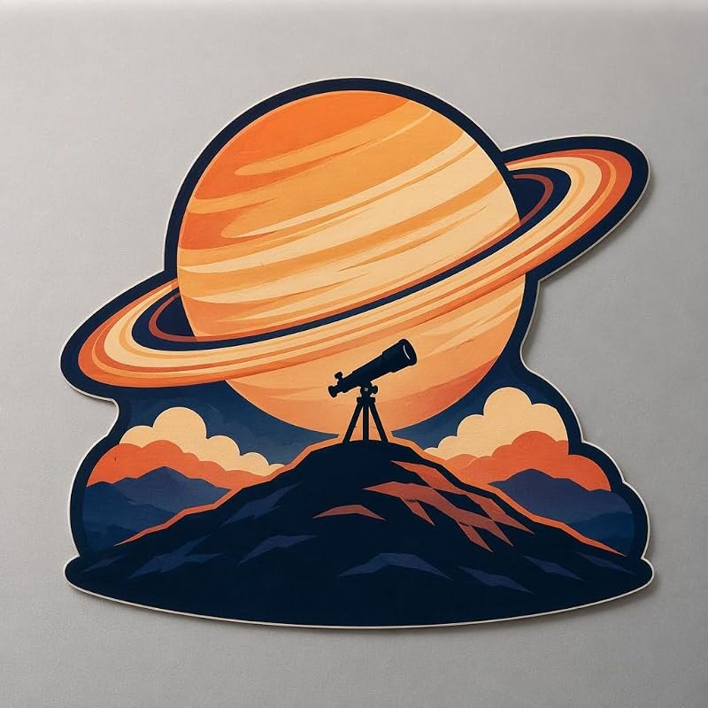 Telescope Saturn Planet Sticker Retro Space Car Window Decal — Space Telescope Sticker Pack for space telescope