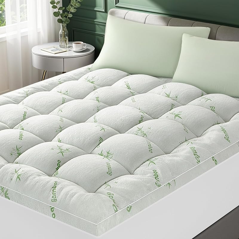 3 Inch Mattress Topper King Size - 1500GSM 3D+7D Down Alternative Fill,Viscose Made from Bambu,Cooling Firm Pillow Top
