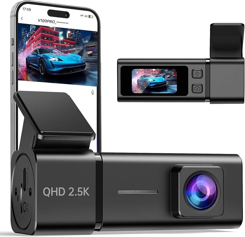 Dash Cam Front Camera for Cars, 2.5K WiFi Dash Cam, 1.47" Screen, 256GB Max (Black) — dash cam with wifi for dash cam