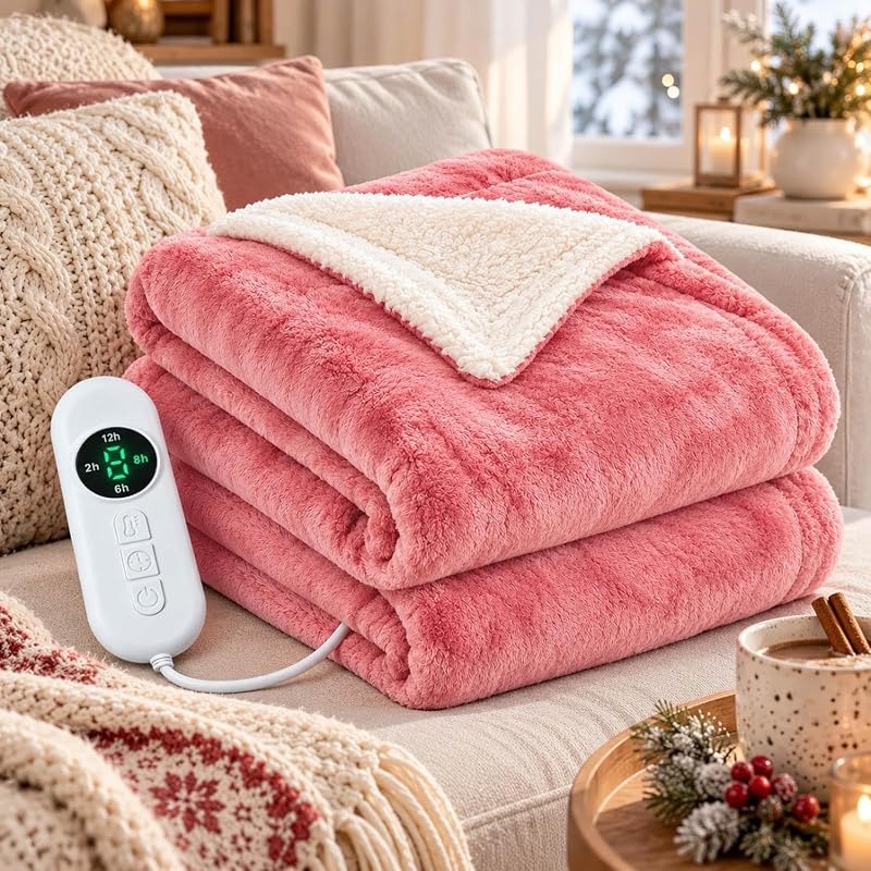 Heated Blanket, Electric Blanket Throw Flannel Fleece Auto Shut-Off, C, S — Heated Fleece Throw for heated fleece throw