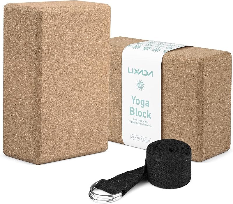 Mingzhe Cork Yoga Blocks Set with Adjustable Strap — the pick for cork yoga blocks with strap