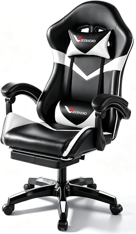 Gaming Chairs for Adults, Game Chair with Footrest Lumbar Support for Home — memory foam gaming chair for memory foam