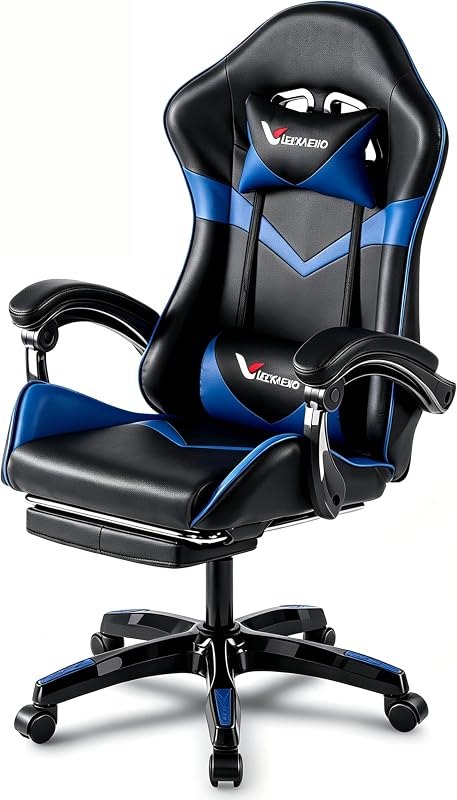 Gaming Chairs for Adults, Game Chair with Footrest Lumbar Support for Home — memory foam gaming chair for memory foam