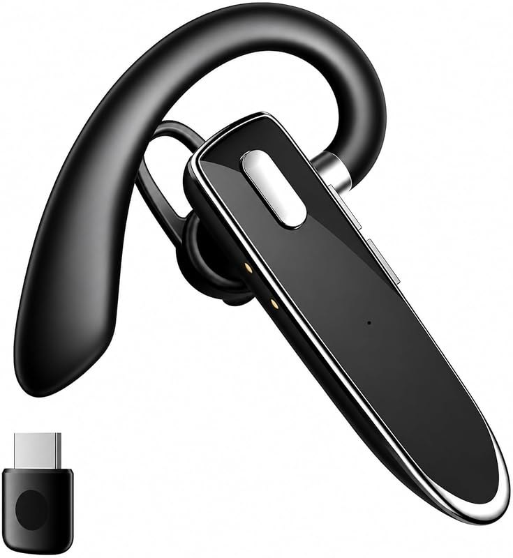 Bluetooth 6.1 Headset,Wireless Earpiece with USB Dongle for PC — Noise Cancelling Headset for noise cancelling headset