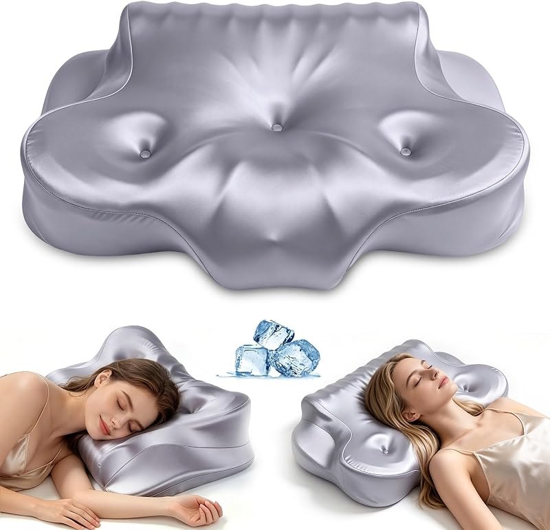 Cervical Pillow for Sleeping, Contoured Memory Foam Pillow for Neck Support, Ergonomic Pillow for Side, Back and