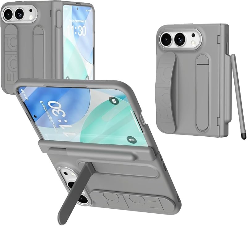 Stand Case for iPhone Duo, with Strap/Screen Protector/Pencil Holder, Gray — iphone duo apple pencil for iphone duo