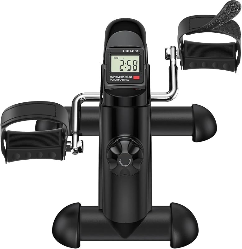 Under Desk Bike Pedal Exerciser - Mini Exercise Bike for Arm/Leg Exercise, Pedal Exerciser for Seniors with LCD