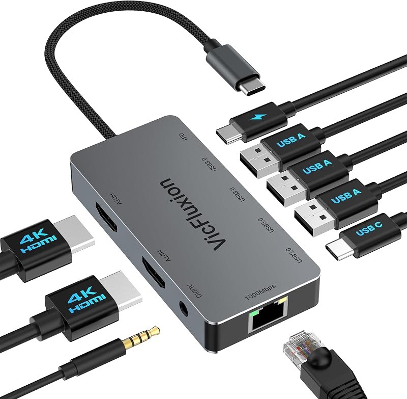 Docking Station Dual Monitor, USB C Hub Multiple Port Adapter with 2 HDMI — best dual monitor docking station for dual