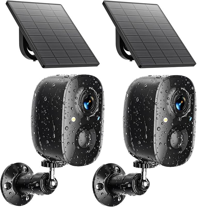 2K Wireless Solar Powered Outdoor Security Cameras — wired indoor security camera for wired indoor security camera