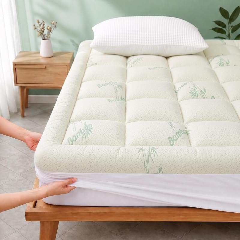 Queen Mattress Topper, Ultra Soft & Breathable Pillow Top Mattress Pad — Mattress Toppers for mattress toppers