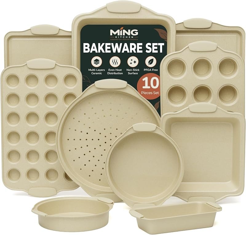 10-Piece White Stackable Bakeware Set — best baking Pizza Pan for baking pizza pan